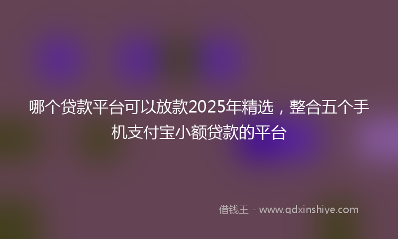哪个贷款平台可以放款2025年精选，整合五个手机支付宝小额贷款的平台