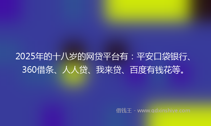 2025年的十八岁的网贷平台有：平安口袋银行、360借条、人人贷、我来贷、百度有钱花等。