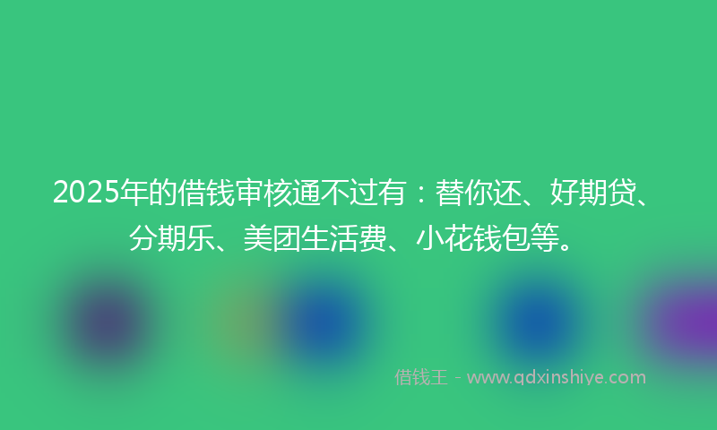 2025年的借钱审核通不过有：替你还、好期贷、分期乐、美团生活费、小花钱包等。