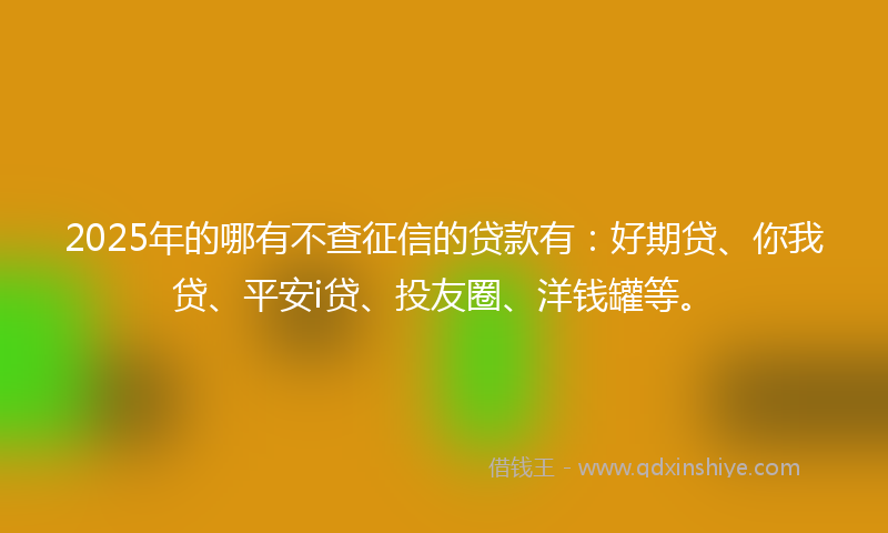 2025年的哪有不查征信的贷款有：好期贷、你我贷、平安i贷、投友圈、洋钱罐等。