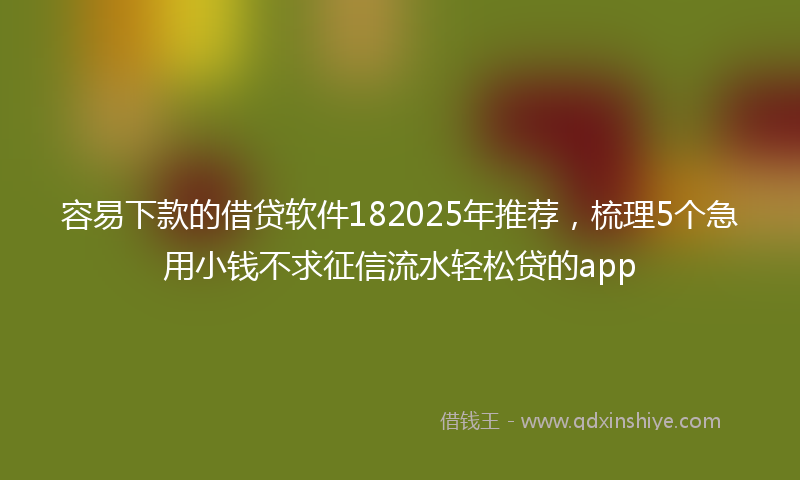 容易下款的借贷软件182025年推荐，梳理5个急用小钱不求征信流水轻松贷的app