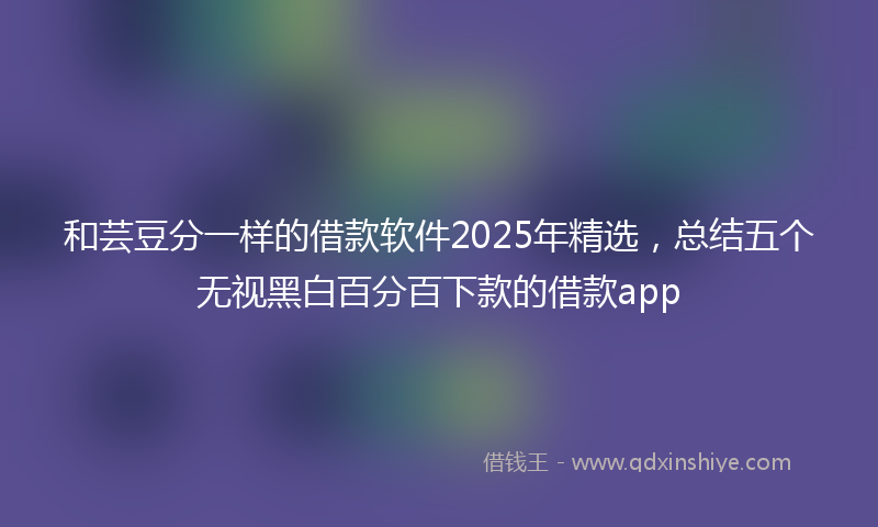 和芸豆分一样的借款软件2025年精选，总结五个无视黑白百分百下款的借款app