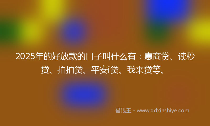 2025年的好放款的口子叫什么有：惠商贷、读秒贷、拍拍贷、平安i贷、我来贷等。