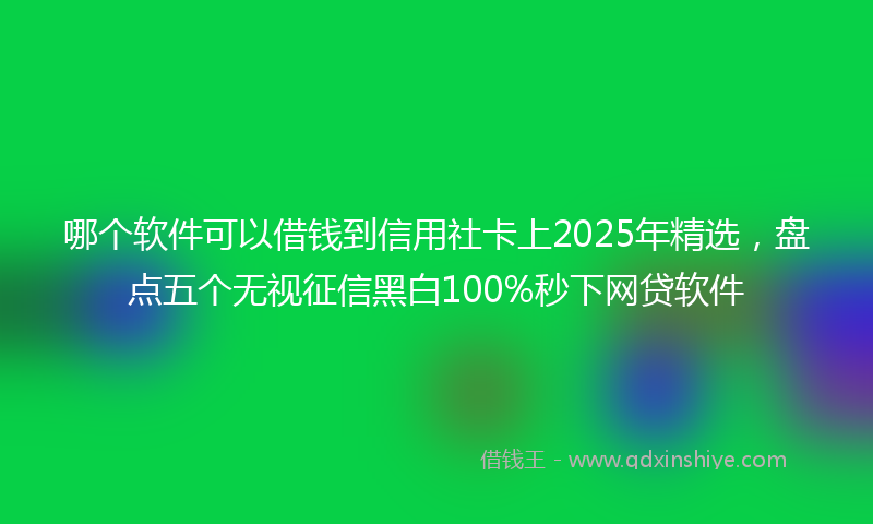 哪个软件可以借钱到信用社卡上2025年精选，盘点五个无视征信黑白100%秒下网贷软件