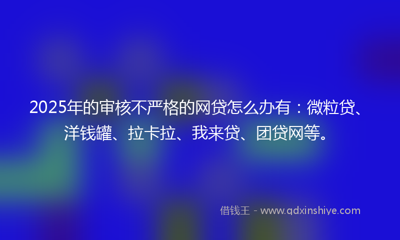 2025年的审核不严格的网贷怎么办有：微粒贷、洋钱罐、拉卡拉、我来贷、团贷网等。