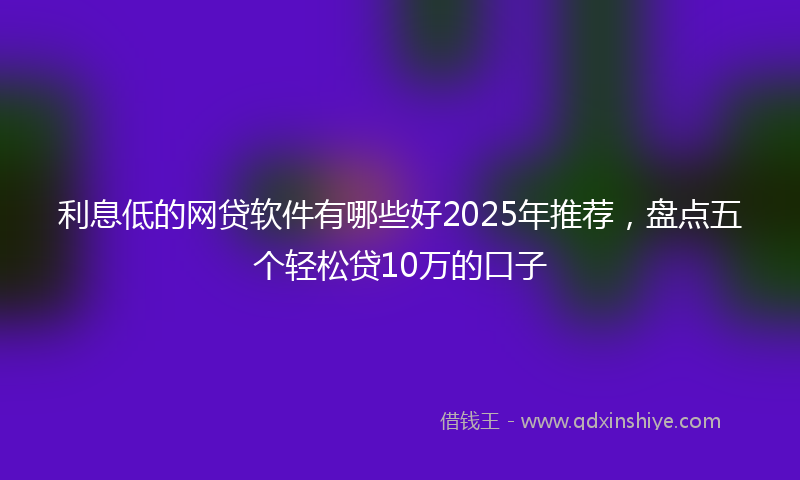 利息低的网贷软件有哪些好2025年推荐，盘点五个轻松贷10万的口子