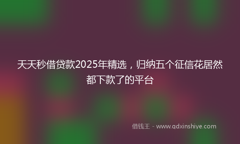 天天秒借贷款2025年精选，归纳五个征信花居然都下款了的平台