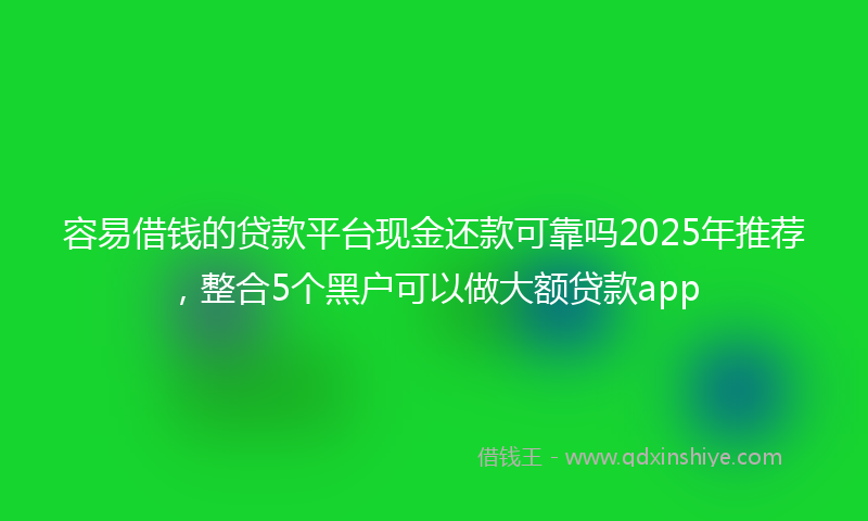 容易借钱的贷款平台现金还款可靠吗2025年推荐，整合5个黑户可以做大额贷款app