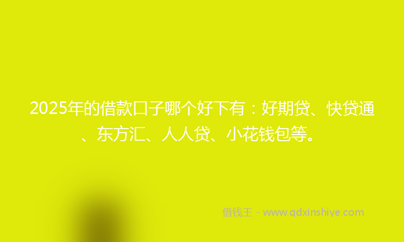 2025年的借款口子哪个好下有：好期贷、快贷通、东方汇、人人贷、小花钱包等。