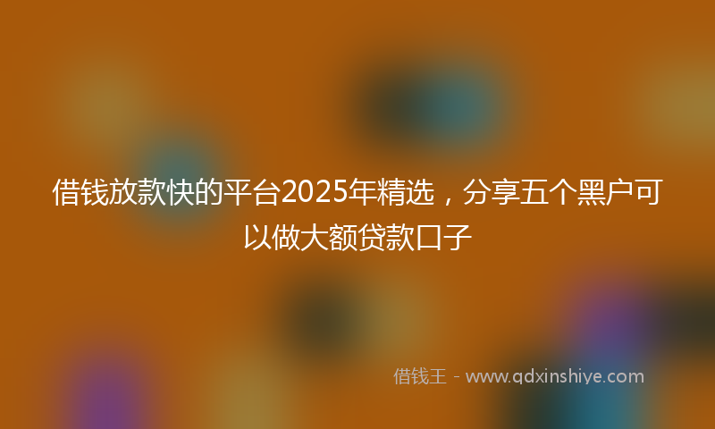 借钱放款快的平台2025年精选，分享五个黑户可以做大额贷款口子