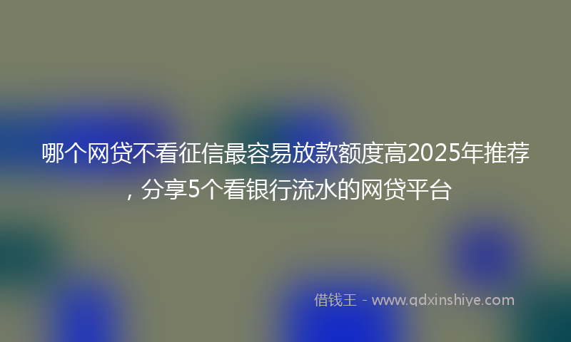哪个网贷不看征信最容易放款额度高2025年推荐，分享5个看银行流水的网贷平台