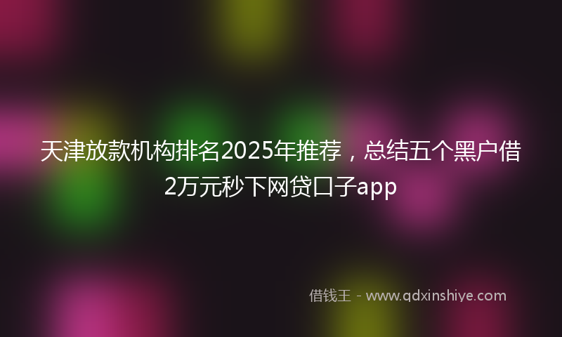 天津放款机构排名2025年推荐，总结五个黑户借2万元秒下网贷口子app