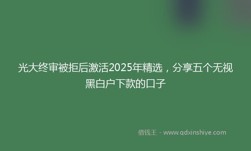 光大终审被拒后激活2025年精选，分享五个无视黑白户下款的口子