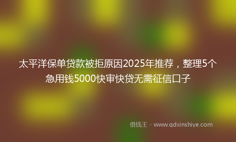 太平洋保单贷款被拒原因2025年推荐，整理5个急用钱5000快审快贷无需征信口子