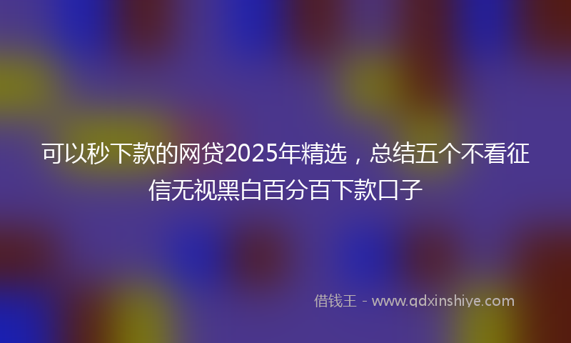 可以秒下款的网贷2025年精选，总结五个不看征信无视黑白百分百下款口子