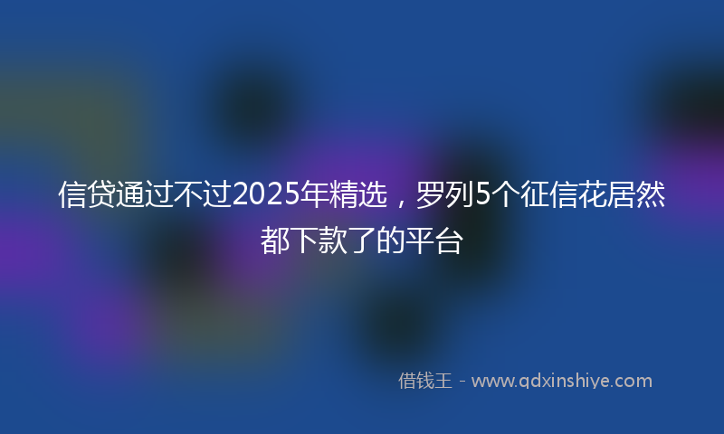 信贷通过不过2025年精选，罗列5个征信花居然都下款了的平台