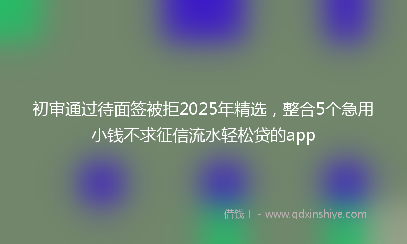初审通过待面签被拒2025年精选，整合5个急用小钱不求征信流水轻松贷的app