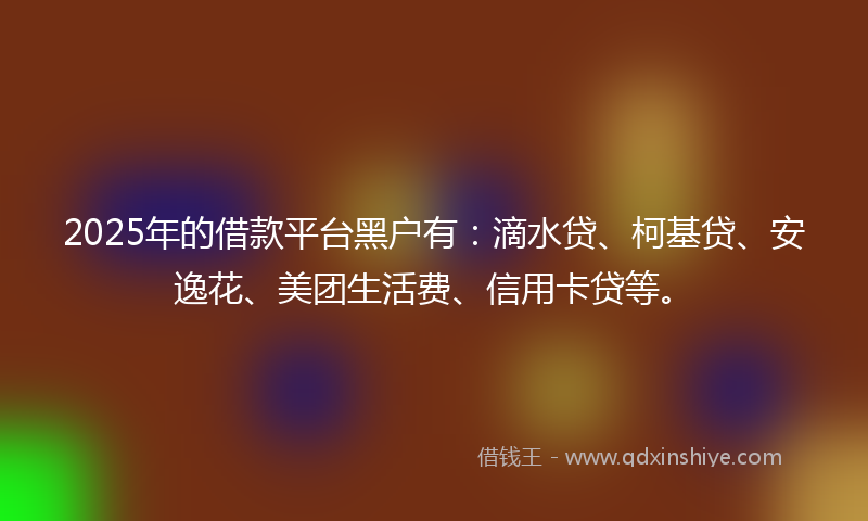 2025年的借款平台黑户有：滴水贷、柯基贷、安逸花、美团生活费、信用卡贷等。