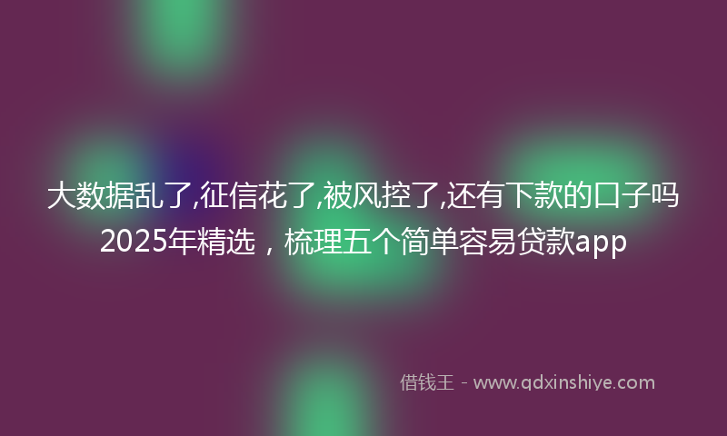 大数据乱了,征信花了,被风控了,还有下款的口子吗2025年精选，梳理五个简单容易贷款app