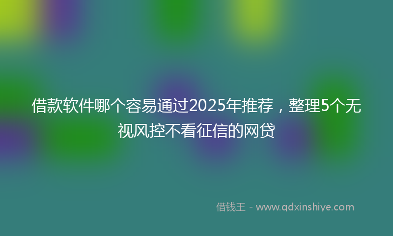 借款软件哪个容易通过2025年推荐，整理5个无视风控不看征信的网贷