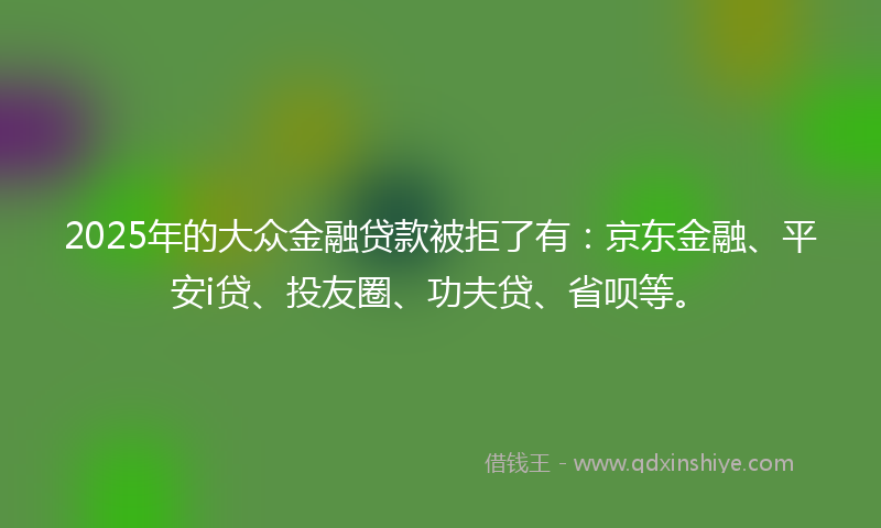 2025年的大众金融贷款被拒了有：京东金融、平安i贷、投友圈、功夫贷、省呗等。