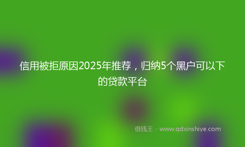 信用被拒原因2025年推荐，归纳5个黑户可以下的贷款平台