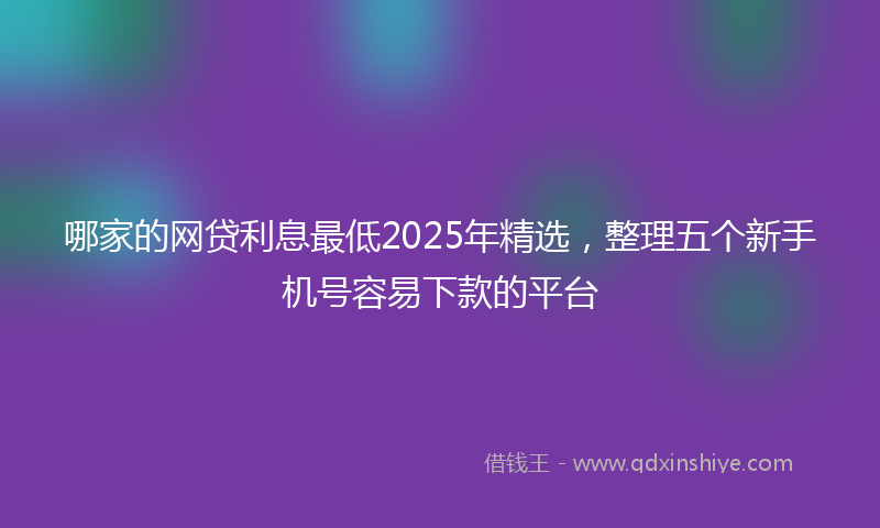 哪家的网贷利息最低2025年精选，整理五个新手机号容易下款的平台