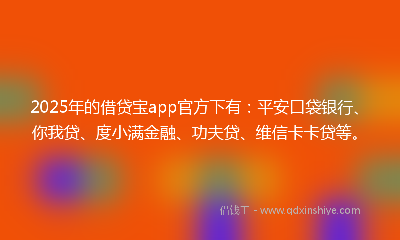2025年的借贷宝app官方下有：平安口袋银行、你我贷、度小满金融、功夫贷、维信卡卡贷等。