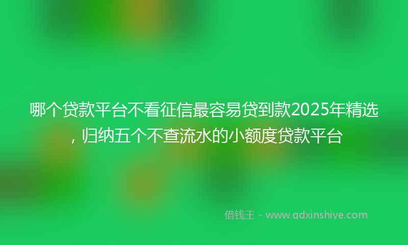 哪个贷款平台不看征信最容易贷到款2025年精选，归纳五个不查流水的小额度贷款平台