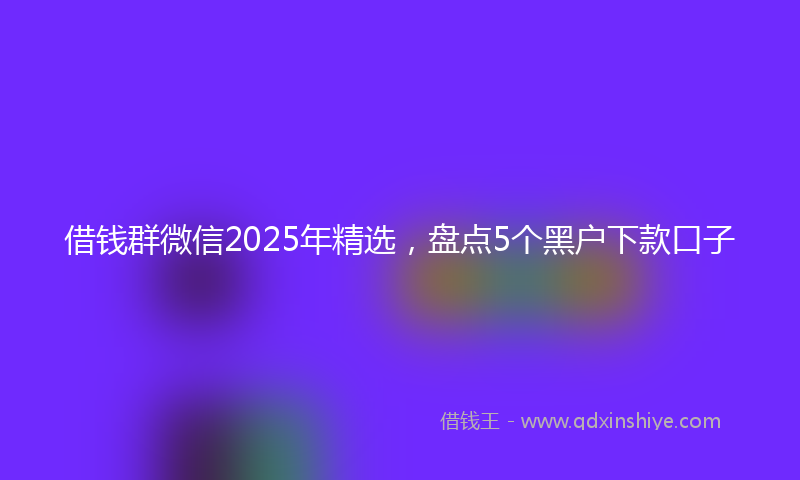 借钱群微信2025年精选，盘点5个黑户下款口子