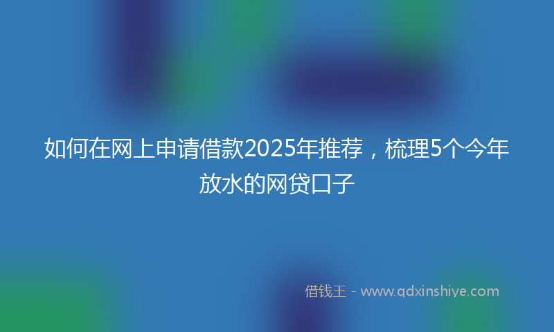 如何在网上申请借款2025年推荐，梳理5个今年放水的网贷口子