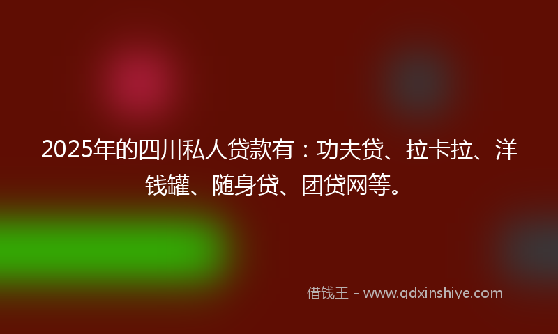 2025年的四川私人贷款有：功夫贷、拉卡拉、洋钱罐、随身贷、团贷网等。