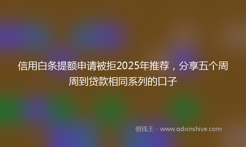 信用白条提额申请被拒2025年推荐，分享五个周周到贷款相同系列的口子
