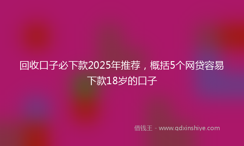 回收口子必下款2025年推荐，概括5个网贷容易下款18岁的口子