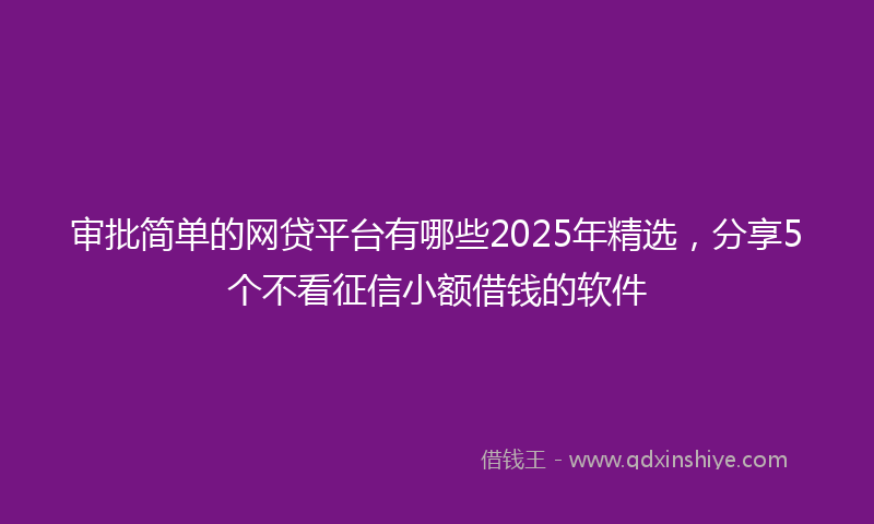 审批简单的网贷平台有哪些2025年精选，分享5个不看征信小额借钱的软件