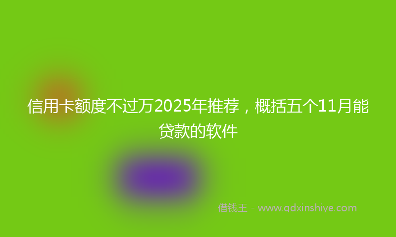 信用卡额度不过万2025年推荐，概括五个11月能贷款的软件