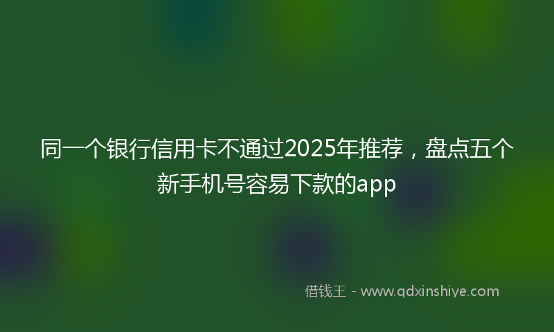 同一个银行信用卡不通过2025年推荐，盘点五个新手机号容易下款的app