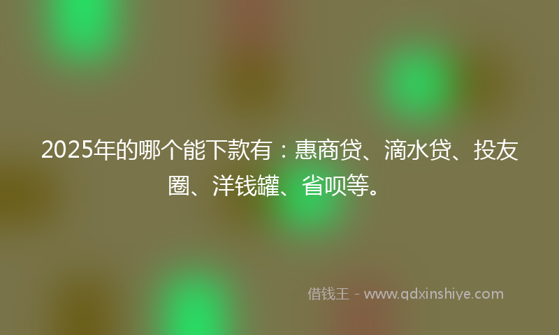 2025年的哪个能下款有：惠商贷、滴水贷、投友圈、洋钱罐、省呗等。