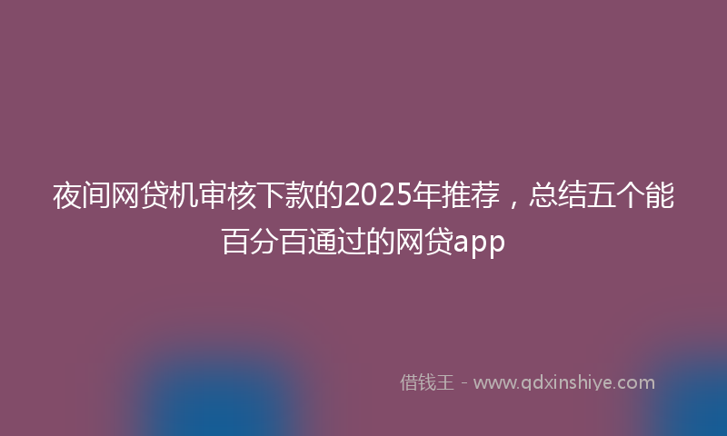 夜间网贷机审核下款的2025年推荐，总结五个能百分百通过的网贷app
