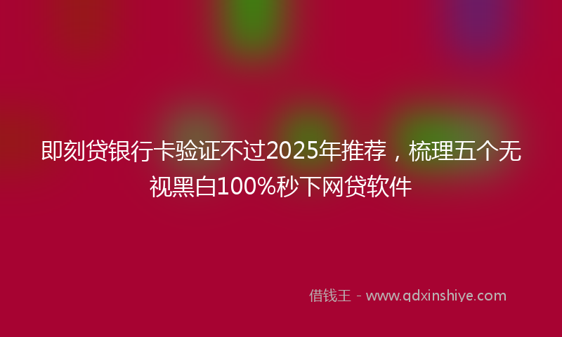 即刻贷银行卡验证不过2025年推荐，梳理五个无视黑白100%秒下网贷软件
