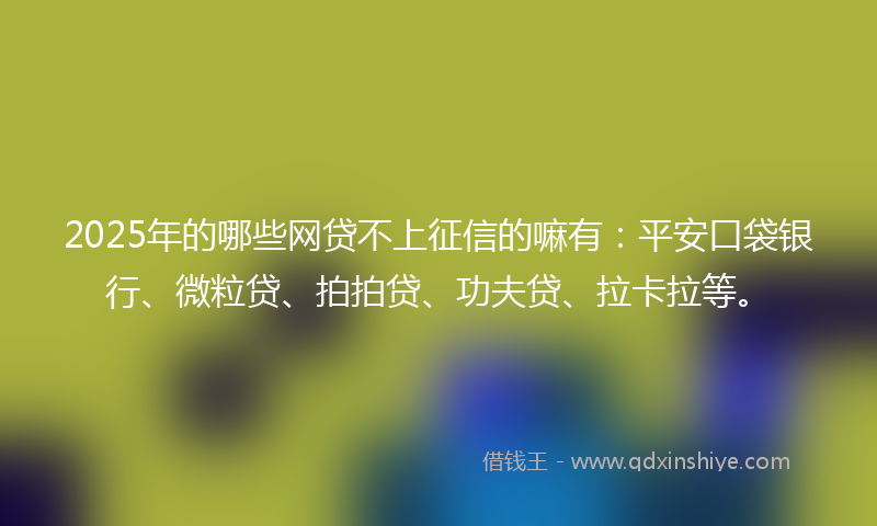 2025年的哪些网贷不上征信的嘛有：平安口袋银行、微粒贷、拍拍贷、功夫贷、拉卡拉等。
