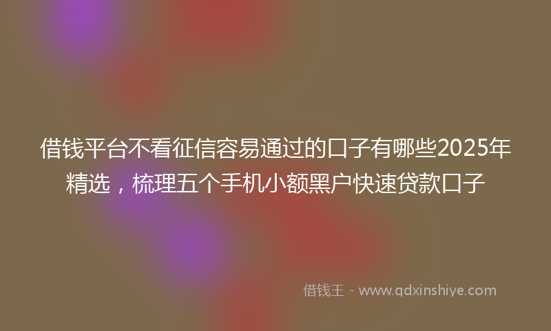 借钱平台不看征信容易通过的口子有哪些2025年精选，梳理五个手机小额黑户快速贷款口子