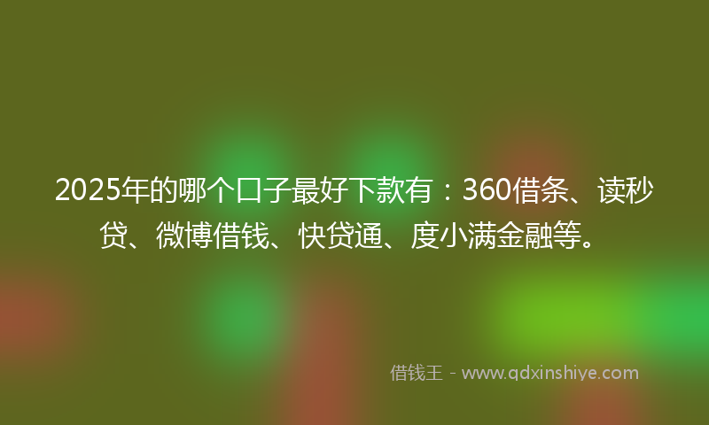 2025年的哪个口子最好下款有：360借条、读秒贷、微博借钱、快贷通、度小满金融等。