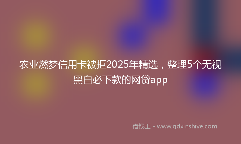 农业燃梦信用卡被拒2025年精选，整理5个无视黑白必下款的网贷app