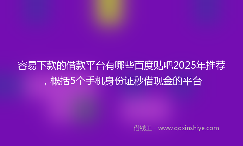 容易下款的借款平台有哪些百度贴吧2025年推荐，概括5个手机身份证秒借现金的平台