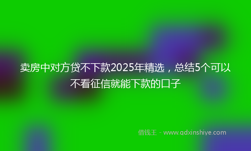 卖房中对方贷不下款2025年精选，总结5个可以不看征信就能下款的口子