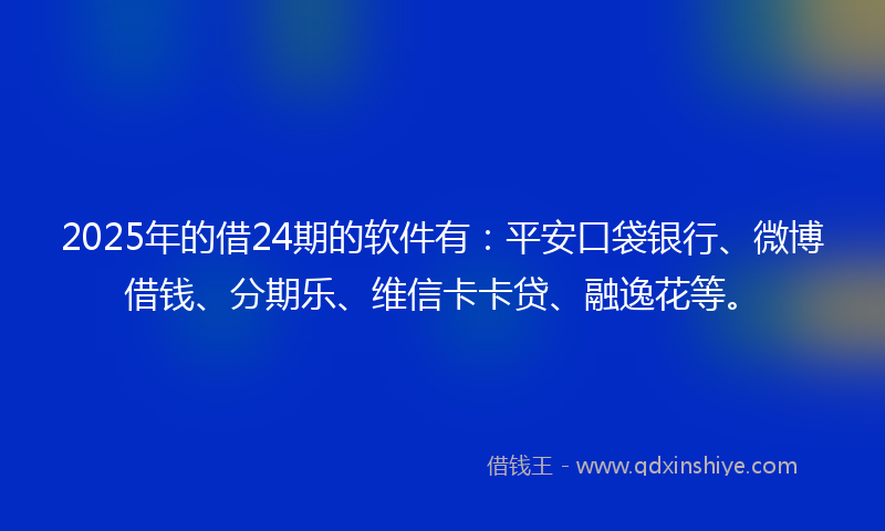 2025年的借24期的软件有：平安口袋银行、微博借钱、分期乐、维信卡卡贷、融逸花等。