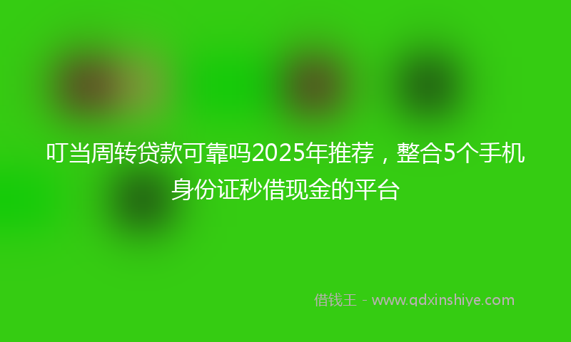 叮当周转贷款可靠吗2025年推荐，整合5个手机身份证秒借现金的平台