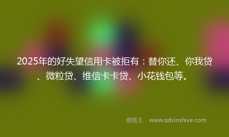 2025年的好失望信用卡被拒有：替你还、你我贷、微粒贷、维信卡卡贷、小花钱包等。