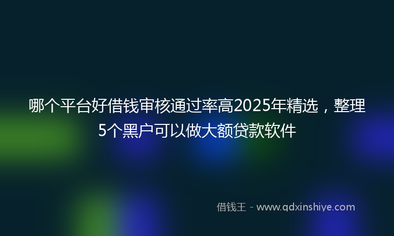 哪个平台好借钱审核通过率高2025年精选，整理5个黑户可以做大额贷款软件